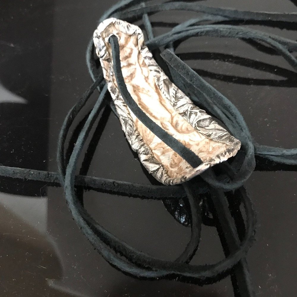 Floral Antique Tie Wrap Bracelet Sterling Silver 925 Kirk Stieff Cuff Yoga Boho - Picture 11 of 11